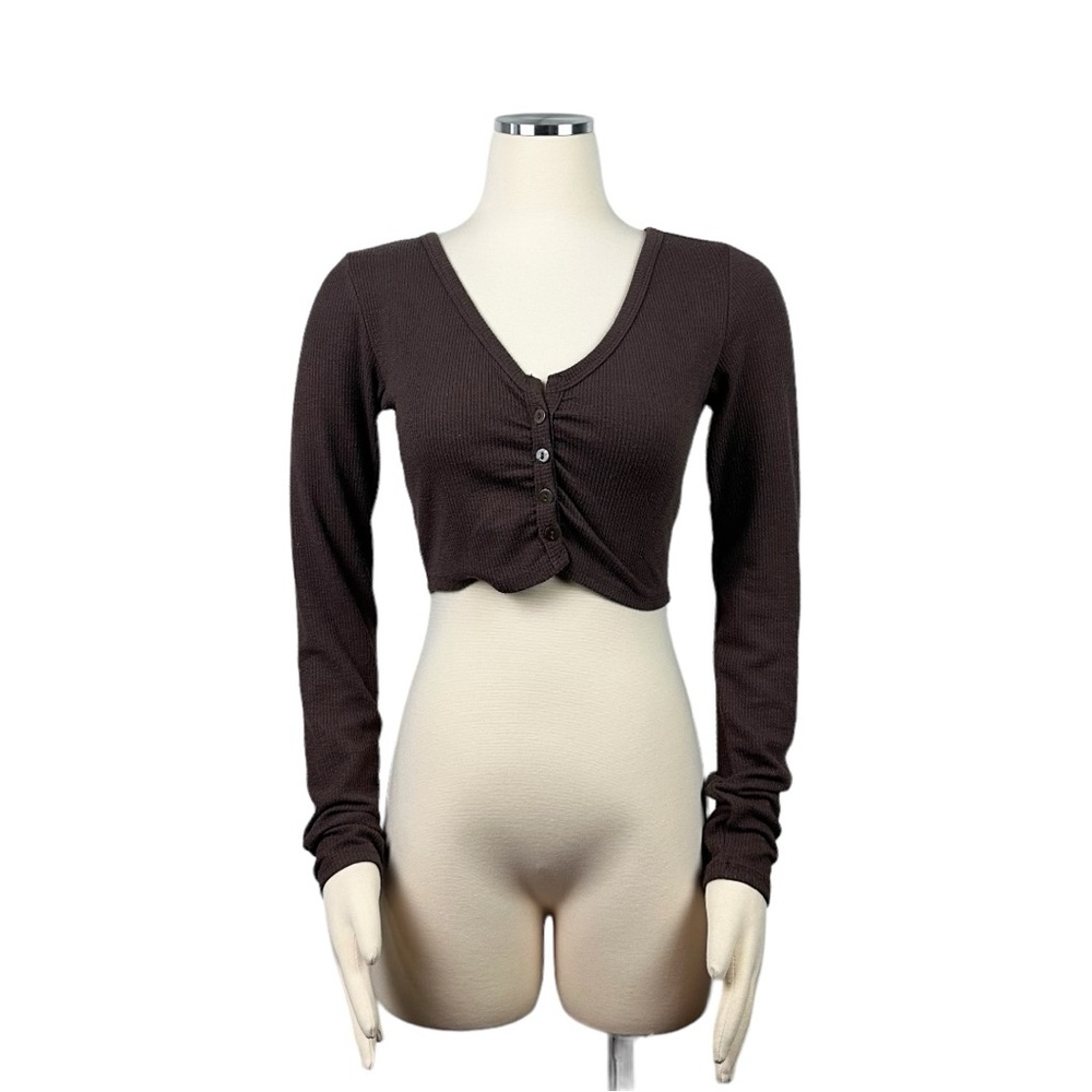 Garage Cropped Long Sleeve Top Brown Size XS